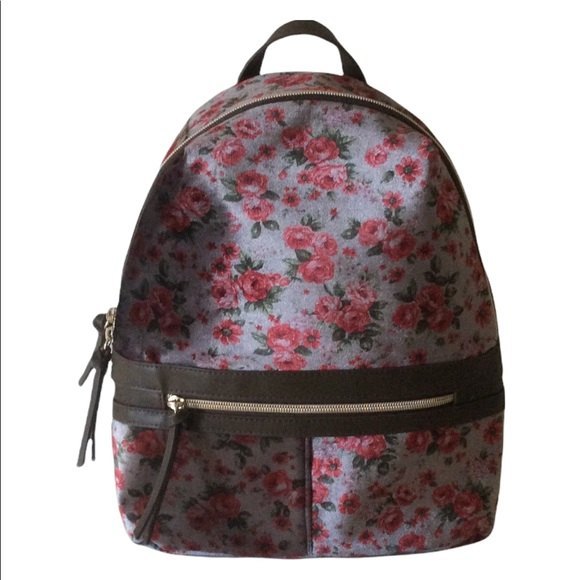 Super cute Grey Velvet Floral Backpack main image 10